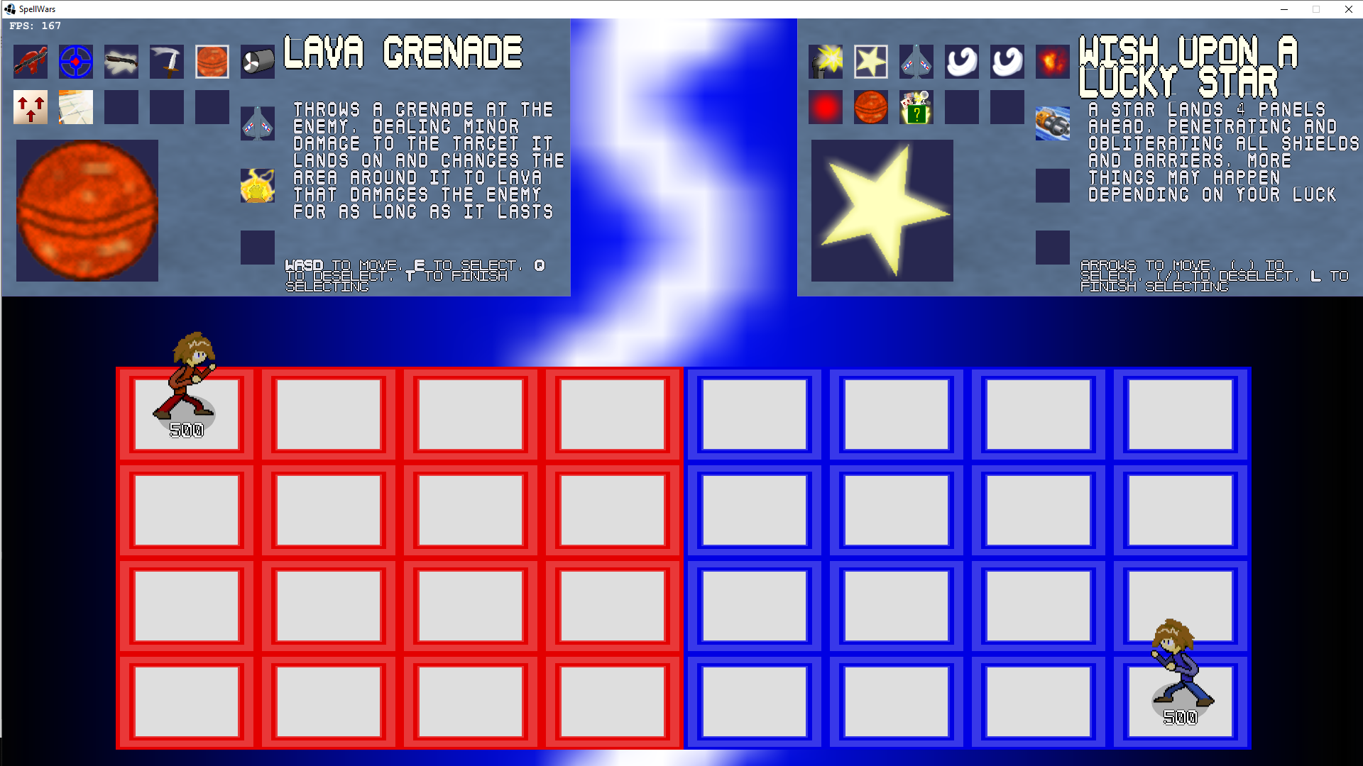 The spell select panel.